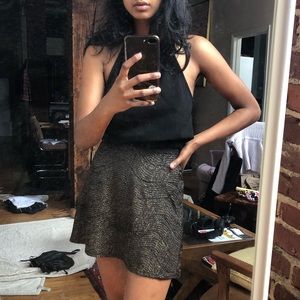 BCBG Metallic Gold Weave A Line Skirt